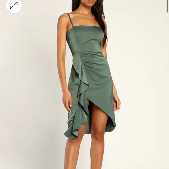 Sage Midi Dress with Ruffle Details